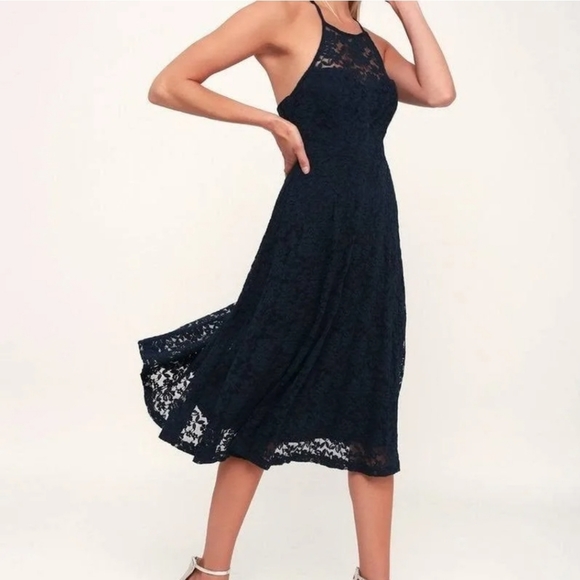 EUC Lulu's Navy Lace Dress - Picture 1 of 12